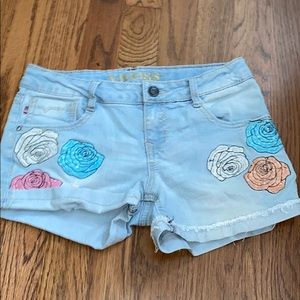 Girls floral jean shorts